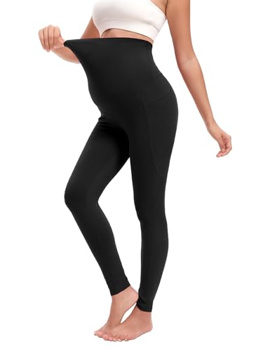 Siimcuzy 3 Pack Women’s Maternity Leggings with Pockets Over The Belly