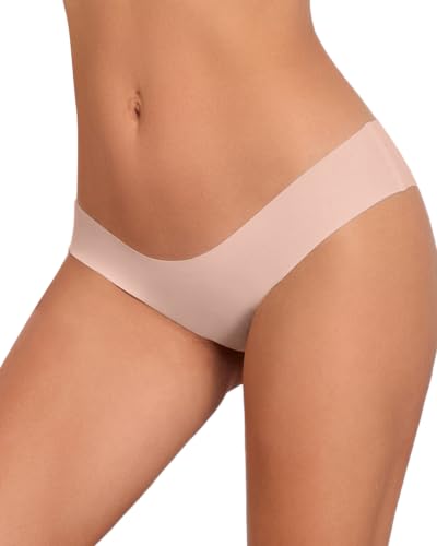 Ubras Seamless Underwear For Women, Bikini Underwear No Show Hipster Pack - color: Black + Nude (3 Pack), size: Medium