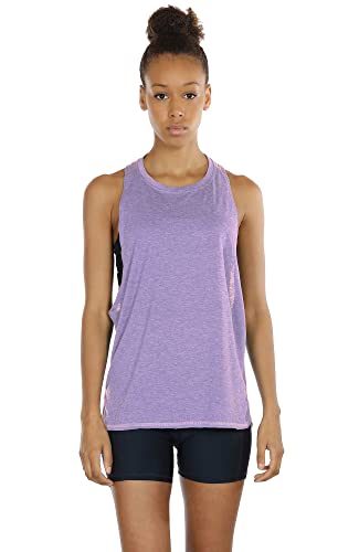 icyzone Women's Racerback High Neck Workout Athletic Yoga Muscle Tank Tops - color: Lavender, size: Medium