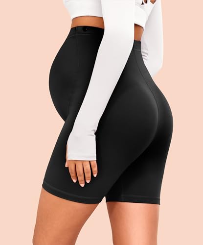 VALANDY Creamlush 4 Pack Maternity Shorts Over the Belly 5"/8" - color: 4 Packs - Black*4, size: Large