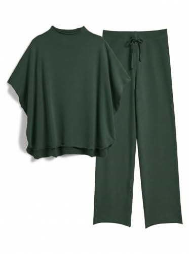 PrinStory Womens Lounge Set Summer 2 Piece Matching Sets - color: Dark Green, size: X-Large