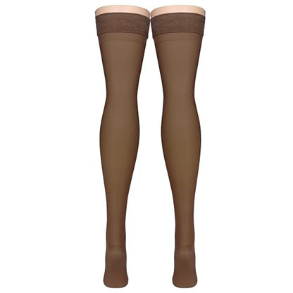 Truform Sheer Compression Stockings, 15-20 mmHg, Women's Thigh High Length, 20 Denier, Espresso, Small - color: Espresso, size: Small (1 Pair)