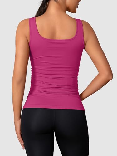 ATTRACO Maternity Tank Tops Seamless Side Ruche Sleeveless Pregnancy Basic Shirt with Built in Bra - color: Magenta Purple, size: X-Small