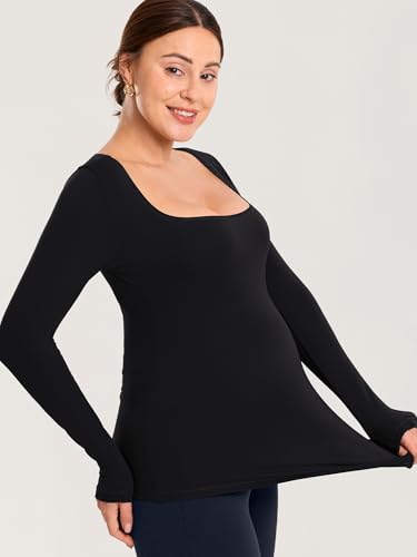 MOMANDA Square Neck Maternity Tops - color: Black, size: Large