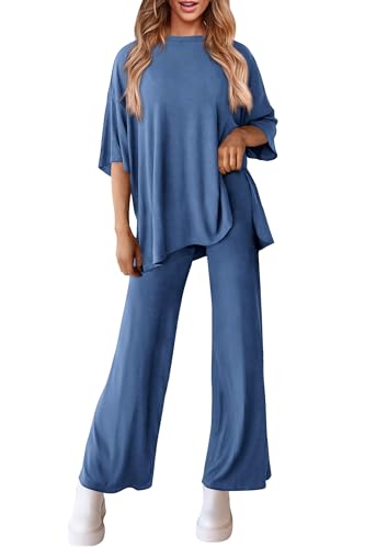 PRETTYGARDEN Two Piece Sets for Women Lounge Matching Set - color: Blue, size: Small