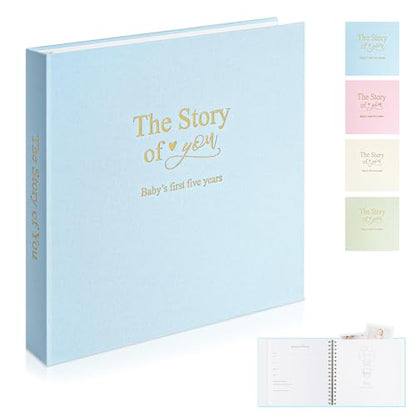 1DOT2 Timeless First 5 Years Keepsake Baby Memory Book for Boy or Girl - color: Baby Blue