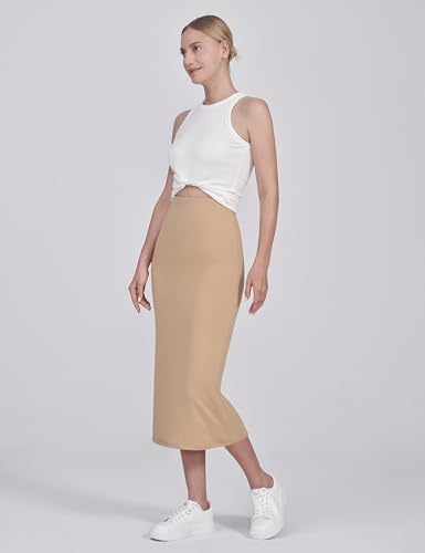 POSHDIVAH Maternity Skirt Over The Belly - color: Khaki, size: Large