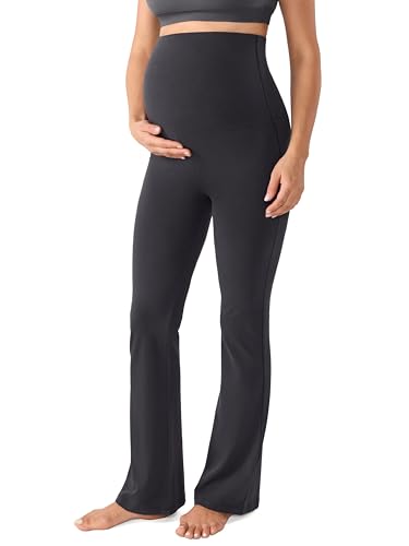 MOMANDA Cotton Maternity Foldover Pants 30.5" - color: Graphite Grey, size: Large