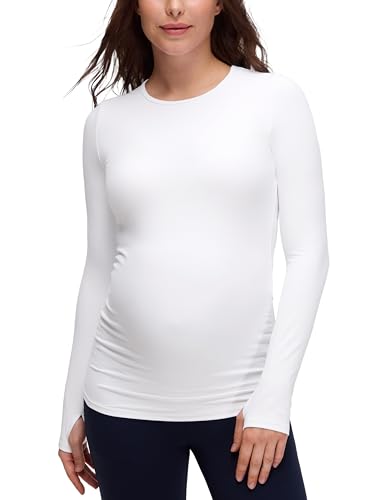 CRZ YOGA Maternity Crewneck Top - color: White, size: X-Small