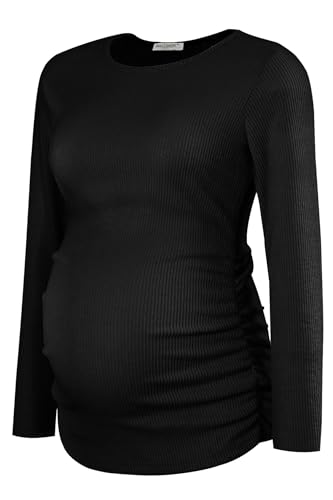 Smallshow Women's Maternity Sweater Shirt Long Sleeve - color: Black, size: Small