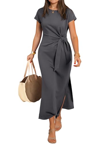 ANRABESS Womens Summer Wrinkle-Free Maxi Dress - color: Deep Grey, size: X-Large