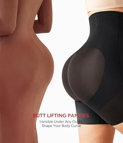 Nebility Shapewear Tummy Control High Waisted Butt Lifting Panties - color: Black, size: Large
