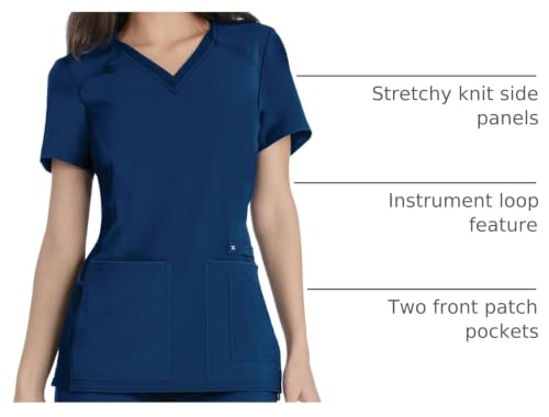 Cherokee Women's Medical Scrub Top Iflex V-Neck Knit Panel Top CK605 - color: Navy, size: X-Small