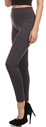 Sakkas Women's Patterned Soft Fleece Lined High Waist Leggings - color: Charcoal, size: One Size Plus