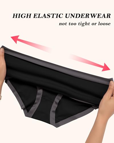 ASIMOON Women's Cotton Underwear Mid Waisted Ladies Panties Soft Breathable Full Coverage Briefs 5 Pack - color: Black, 5pack, size: Medium