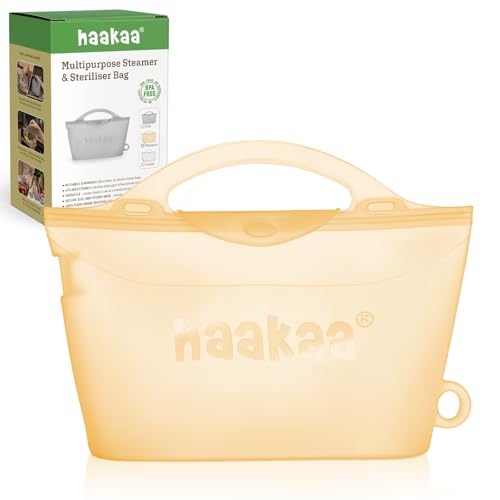 Haakaa Silicone Microwave Steamer & Steriliser Bag, 70oz/2000ml Large Capacity Reusable Steaming Bags for Baby Bottles,Breast Pump,Accessories,Pacifiers,Teethers, Great for Home&On The Go,Pinapple/1PC - color: Pineapple 1PC, size: 2000ML