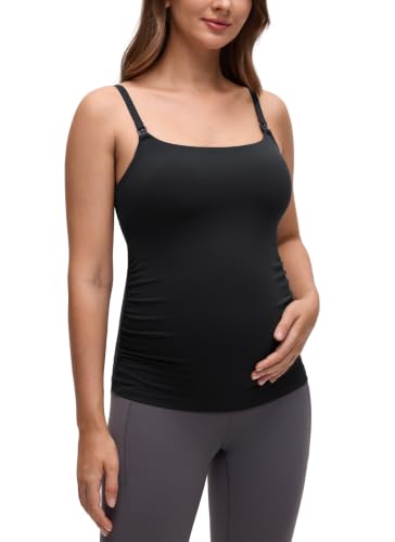 CRZ YOGA Maternity Nursing Tank Tops - color: Black, size: Large