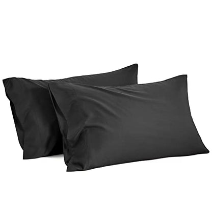 BEDELITE Cooling Pillow Cases Queen 2Pcs, Rayon Made from Bamboo, Black - color: Black, size: 2 Pack Queen（20"X 30"）