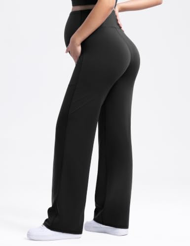 ENERBLOOM Women's Maternity Pants Over the Belly Pregnancy Work Trousers - color: Black, size: Small