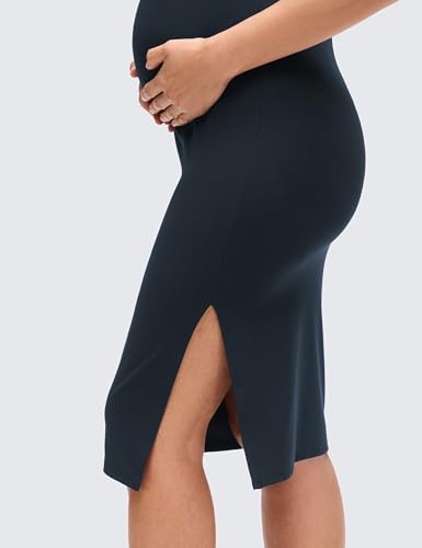 CRZ YOGA Maternity Nursing Midi Dress - color: True Navy, size: Large