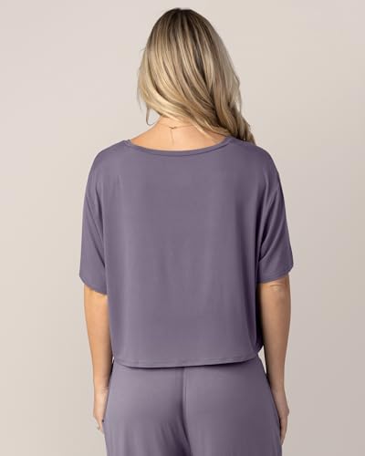 Kindred Bravely Aria Short Sleeve Crop Maternity Top, Nursing Breastfeeding - color: Granite, size: Medium