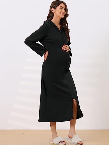 cheibear Women Long Sleeve Cardigan Knit Zip Up with Pockets - color: Black, size: Medium