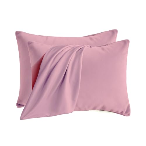 Set of 2 Brushed Microfiber Pillowcases 20x26 inch Pink - color: Pink, size: Standard