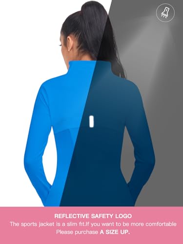 VUTRU Women's Workout Yoga Jacket Full Zip Running Athletic Track Jacket - color: Back Mesh Vent Dream Blue, size: X-Small