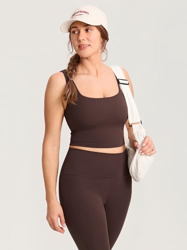 MOMANDA Longline Square Neck Pumping Bras - color: Hot Fudge Brown, size: Medium