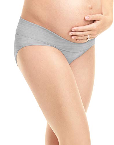 PLAYTEX Women's Maternity Fold Down Modern Brief Panties 3-pack - color: Crystal Grey Heather/Cafe Blue Lait/Black, size: XX-Large