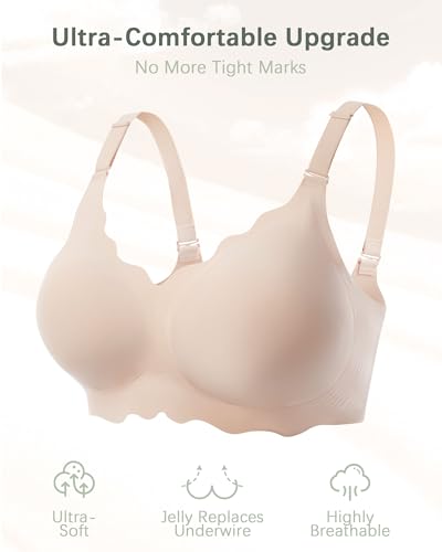 Seamless Jelly Bras for Women, No Underwire Push Up Bra - color: Nude, size: Medium