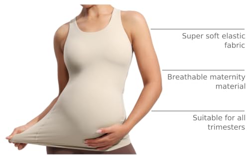 POSHDIVAH Maternity Racerback Tank Tops for Women - color: Khaki, size: Small