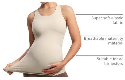 POSHDIVAH Maternity Racerback Tank Tops for Women - color: Khaki, size: X-Small