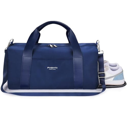 19" Navy Blue Personal Gym Bag for Women,with Shoe Compartment & Wet Pocket - color: Navy Blue, size: 19" Medium Size
