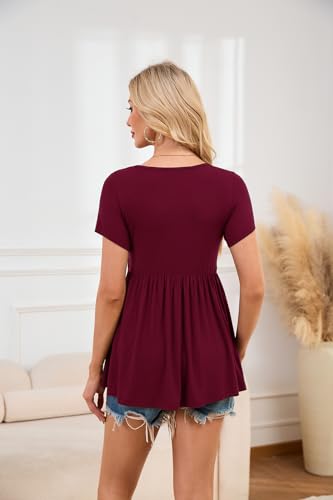 Smallshow Women's Nursing Tops Short Sleeve Breastfeeding Shirt 3 Pack - color: Black-navy-maroon(3 Packs), size: Medium