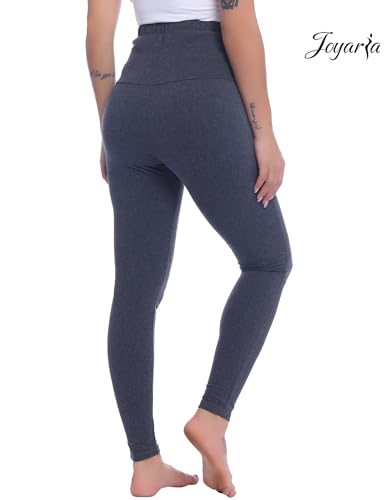 Joyaria Cotton Maternity Leggings Over The Belly Pregnancy Tight Pants - color: Dark Grey, size: X-Large