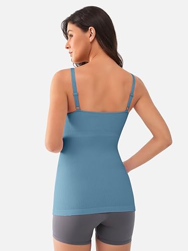 ATTRACO Women's Maternity Tank Tops with Built in Bra Pregnancy Tank - color: A-haze Blue, size: Small