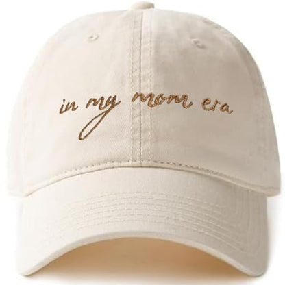 in My Mom Era Hat, Beige Baseball Cap Ponytail Cap