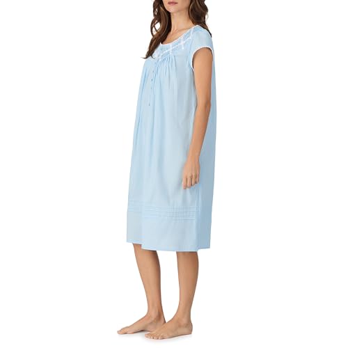 Eileen West 100% Cotton Cap Sleeve 42" Knee Length Nightgowns for Women - color: Blue, size: Small
