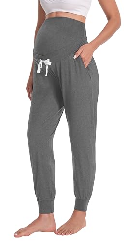Women's Maternity Joggers Over Belly Sweatpants - color: Hempgray, size: X-Large