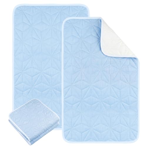2 Pack Quilted Waterproof Pads for Bed Washable 34x52 Inch Blue - color: Blue, size: 34"x52"