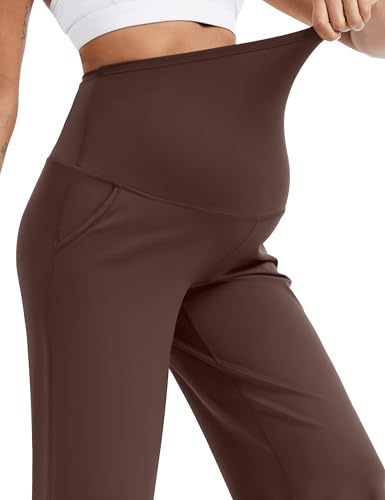 MathCat Maternity Pants Pregnancy Work Trousers Over the Belly - color: Taupe, size: X-Large