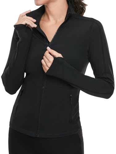 VUTRU Women's Workout Yoga Jacket Full Zip Running Athletic Track Jacket - color: A-black, size: X-Small