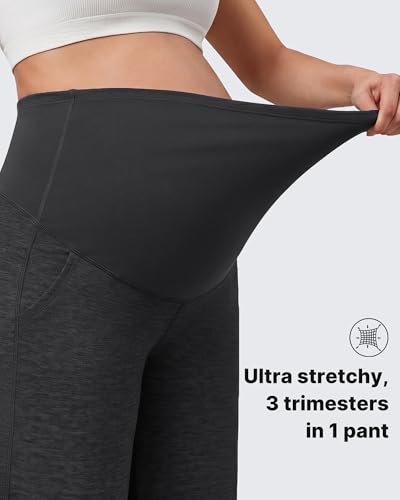 G4Free EverGoing Maternity Pants Over the Belly Pregnancy Work Trousers - color: Charcoal Heather, size: Medium