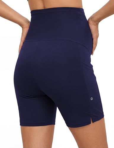 Maternity Swim Board Shorts Over The Belly - color: Navy Blue, size: Large