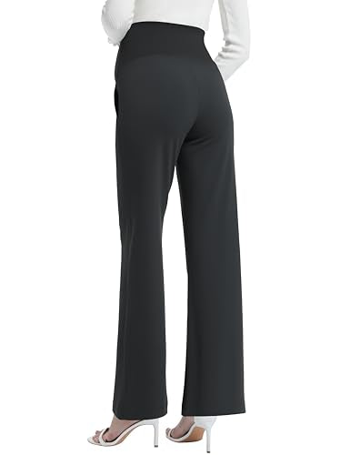 Maternity Pants Work Wide Leg Business Trousers - color: Black, size: XX-Large