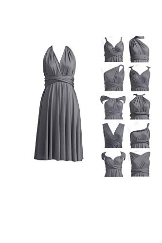 72styles Multi-Way Wrap Short Infinity Dress for Bridesmaids - color: Charcoal Grey