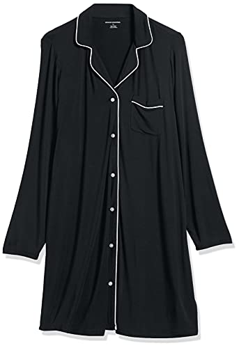 Amazon Essentials Women's Breathable Piped Nightshirt (Available in Plus Size) - color: Black, size: 1X