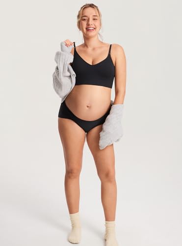 MOMANDA Ribbed Longline Nursing Bras - color: Black, size: Medium