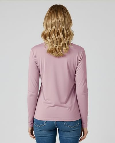 4 Pack Women's Long Sleeve Cotton V Neck Tshirts Basic Tees Tops Undershirt - color: Set 2, size: Large